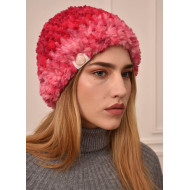 Gestrickte Mütze Rosa  aus flaumiger Wolle 