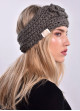 Handgefertigtes Strickhaarband mit Blume - Grau