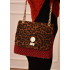 Handgemachte Gestrickte Ledertasche Rot-Animal Print