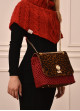 Handgemachte Gestrickte Ledertasche Rot-Animal Print