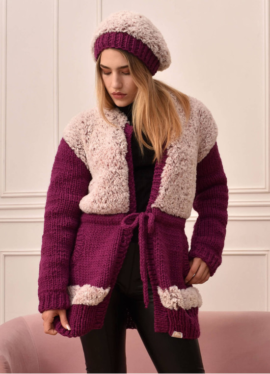 Strickjacke in Mauve-Pink Farbtöne