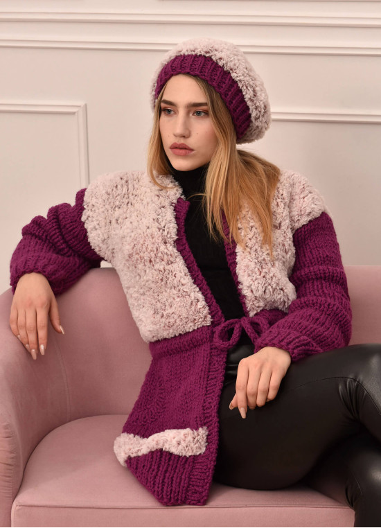 Strickjacke in Mauve-Pink Farbtöne