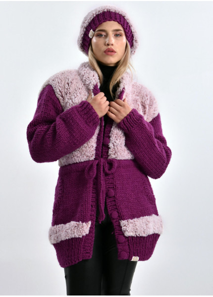 Strickjacke in Mauve-Pink Farbtöne