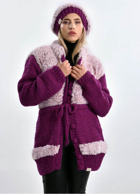 Strickjacke in Mauve-Pink Farbtöne