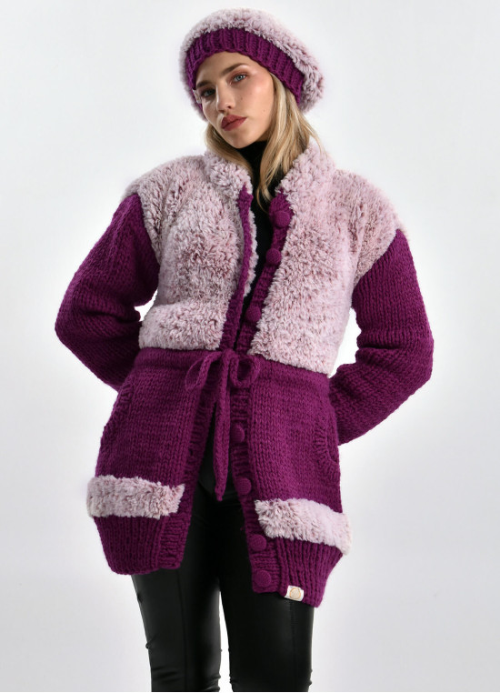 Strickjacke in Mauve-Pink Farbtöne