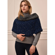 Poncho Grau-Navy mit Pailletten