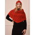 Poncho Rot mit Zopfmuster