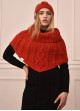 Poncho Rot mit Zopfmuster