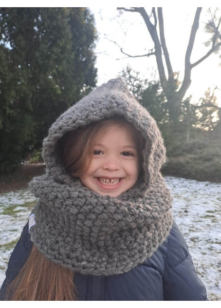 Gestrickte Kinder-Balaclava in Grau M