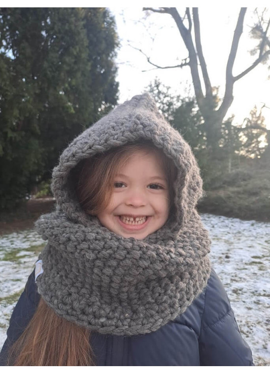 Gestrickte Kinder-Balaclava in Grau M