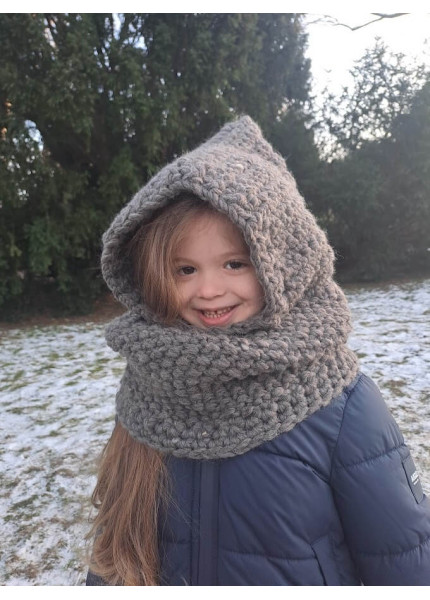 Gestrickte Kinder-Balaclava in Grau M