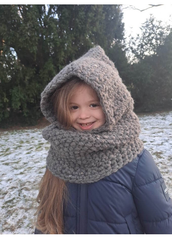 Gestrickte Kinder-Balaclava in Grau M