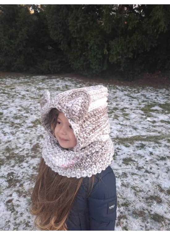 Gestrickte Kinder-Balaclava mit Öhrchen M