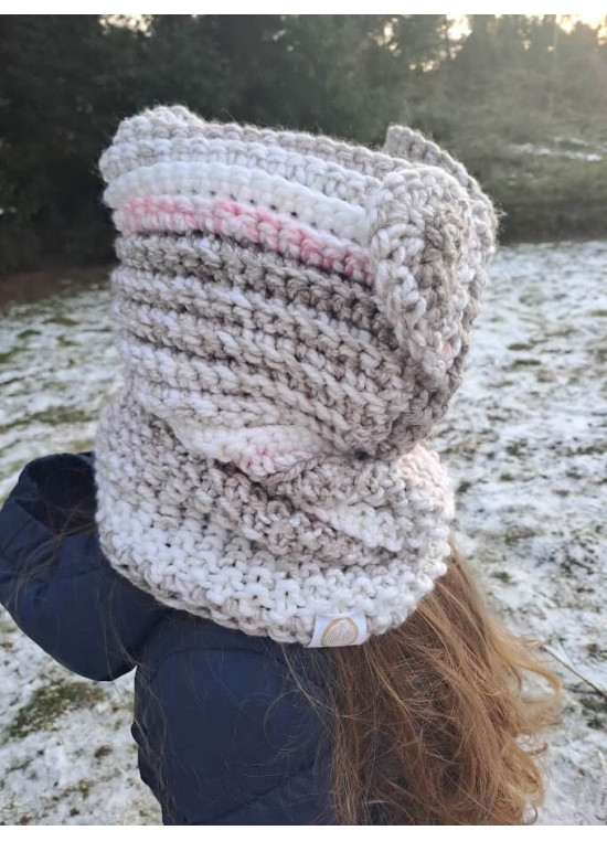 Gestrickte Kinder-Balaclava mit Öhrchen M