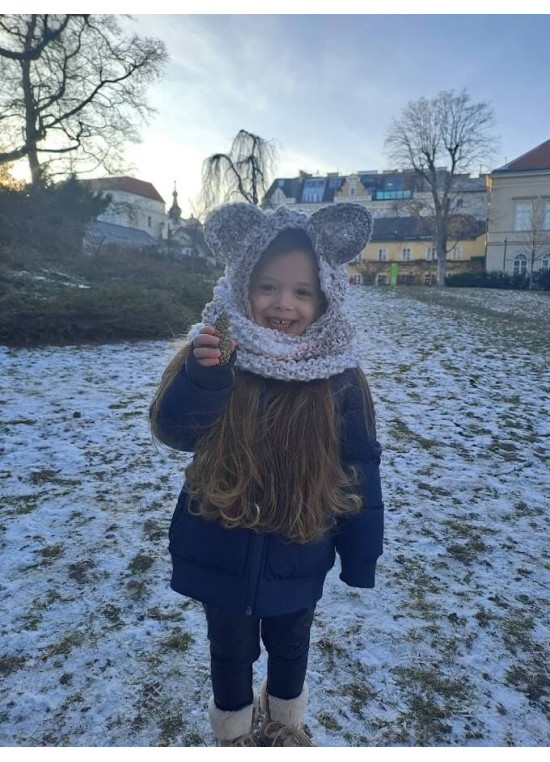 Gestrickte Kinder-Balaclava mit Öhrchen M