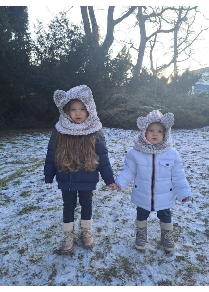 Gestrickte Kinder-Balaclava mit Öhrchen S