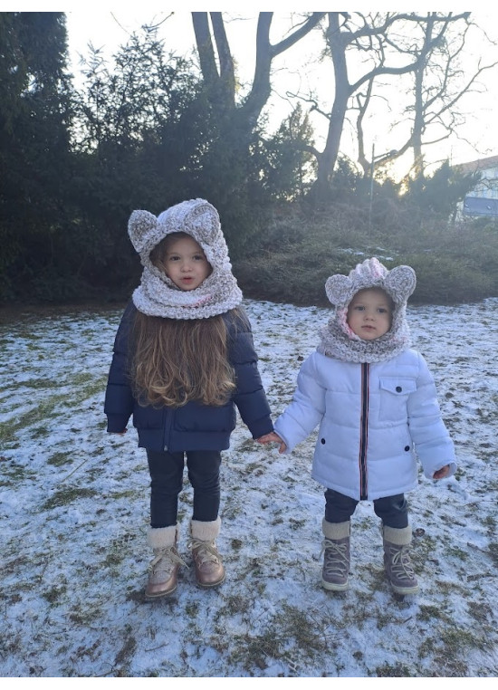 Gestrickte Kinder-Balaclava mit Öhrchen S