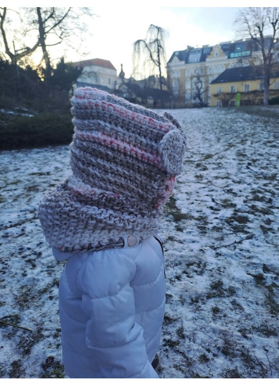 Gestrickte Kinder-Balaclava mit Öhrchen S