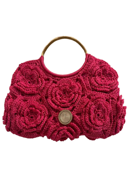 Handgemachte Gestrickte Makramee-Tasche mit Blumen