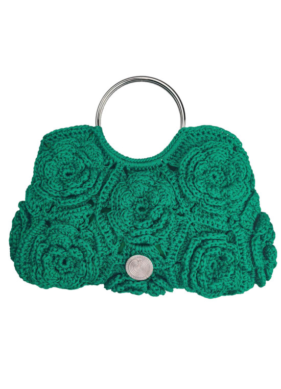 Handgemachte Gestrickte Makramee-Tasche mit Blumen